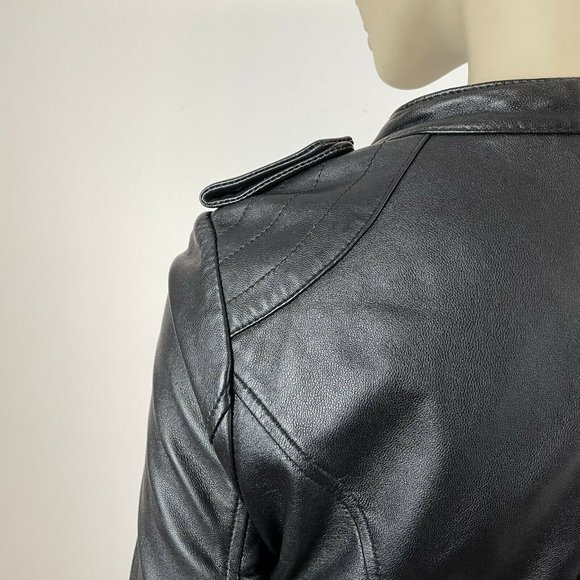 Cue Women's Leather Biker Black Jacket Size 8 A2 - Picture 8 of 12